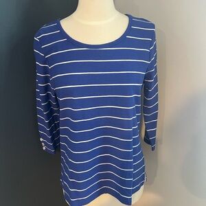 Gap Blue & White Nautical Striped 3/4 Sleeve Top Size Medium